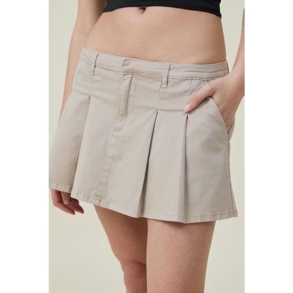 COTTON ON Micro Mini Pleated Skirt Tan Sz 2